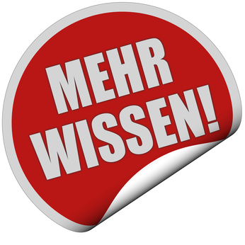 Sticker rot rund curl unten MEHR WISSEN!